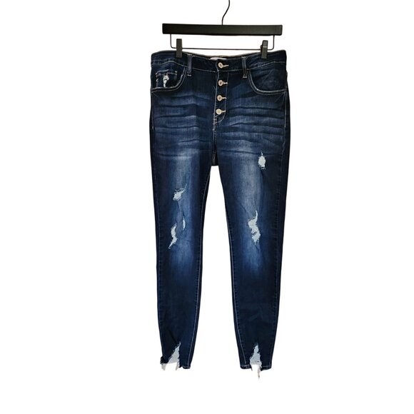 KanCan Womens Button Fly Distressed Skinny Jeans Womens Size 13/30 - Picture 1 of 4